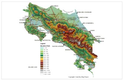 Costa Rica Topo Map - Copyright: Costa Rica Map Project