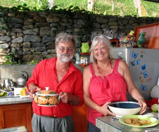 Frank Thompson and Jan Hart in their outdoor kitchen